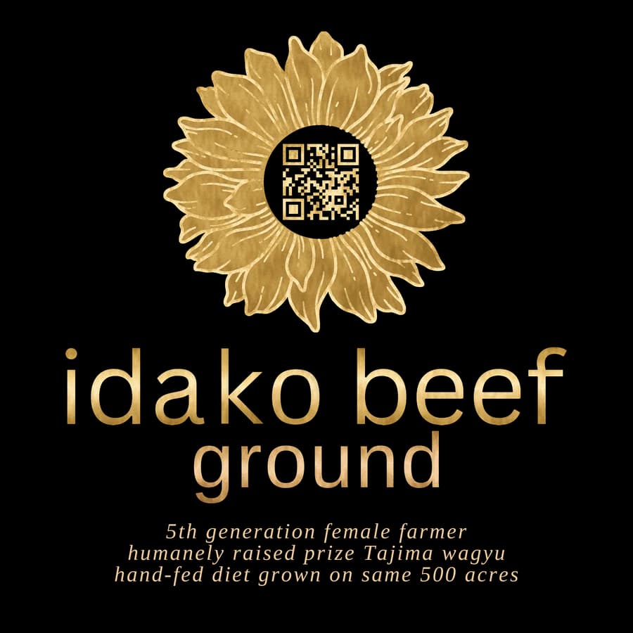 idako beef ground — 5th generation female farmer, humanely raised prize Tajima wagyu, hand-fed diet grown on the same 500 acres